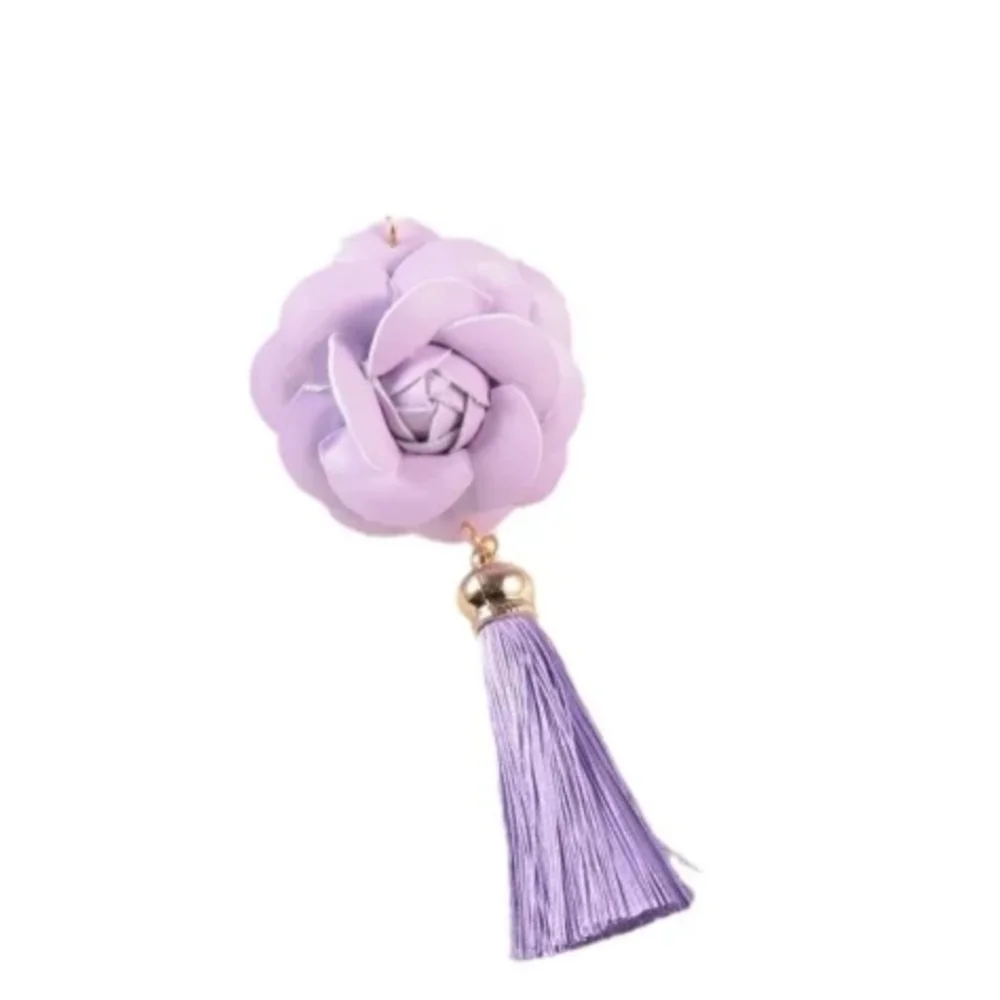 Lavender Flower With Tassel Charm - Picture 2 of 3